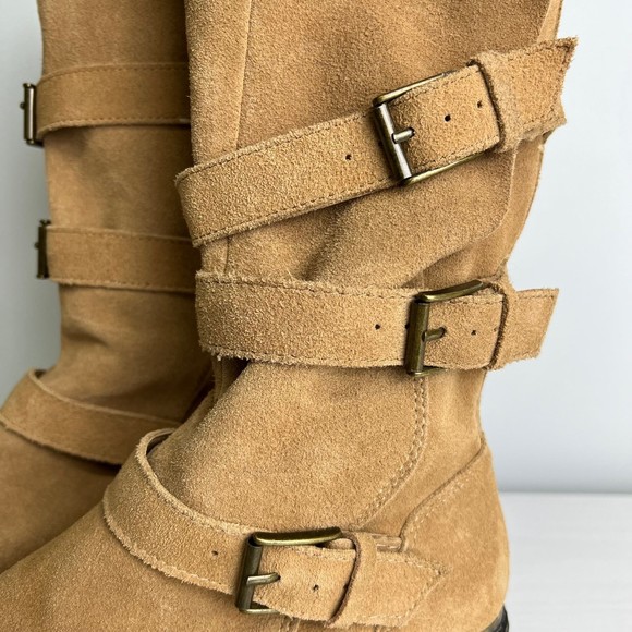 AEO American Eagle Outfitters Tan Boots Staps And Buckle Boho - Size 7 - Picture 2 of 5